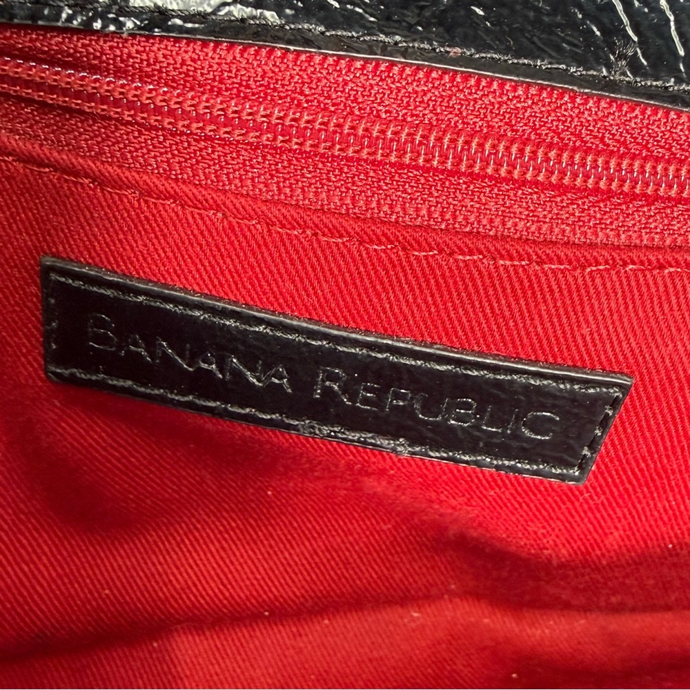 Vintage Banana Republic Faux Patent Leather Baguette Handbag - Picture 6 of 11